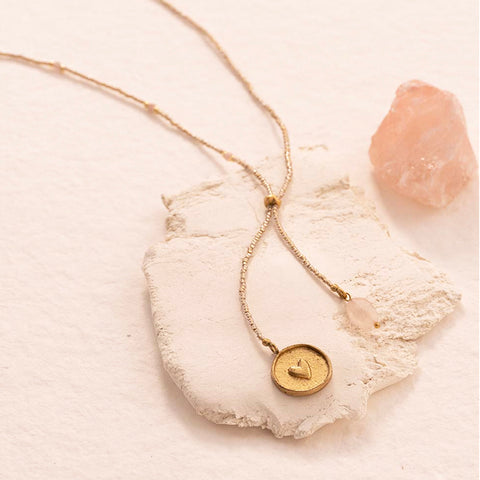 Purpose Rose Quartz Lotus Gold Necklace