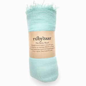 Rubyzaar Lightweight Organic Cotton Shawl - Seafoam