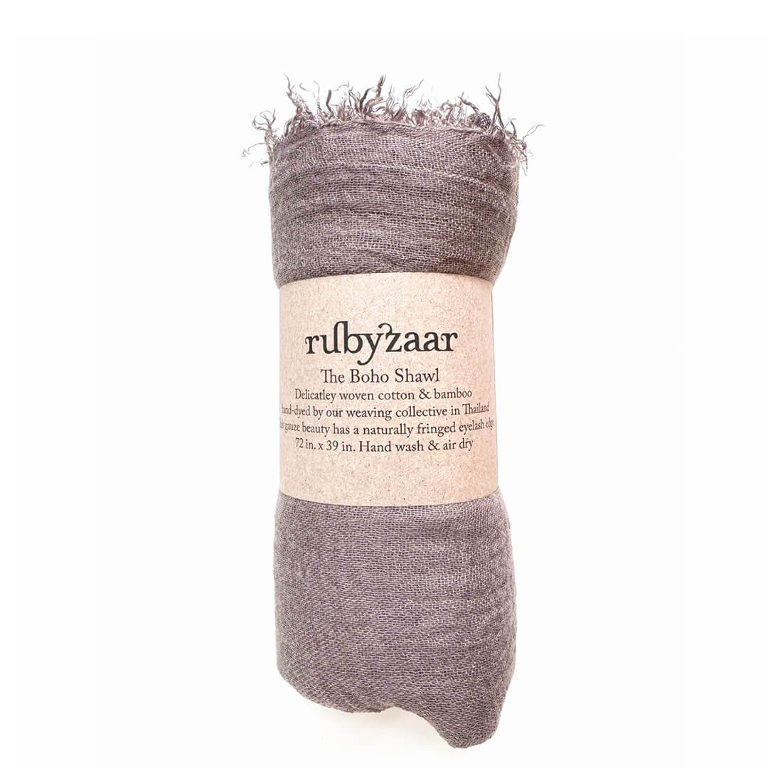 Rubyzaar Lightweight Organic Cotton Shawl - Taupe