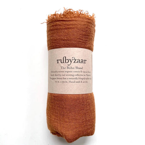 Rubyzaar Lightweight Organic Cotton Shawl - Copper