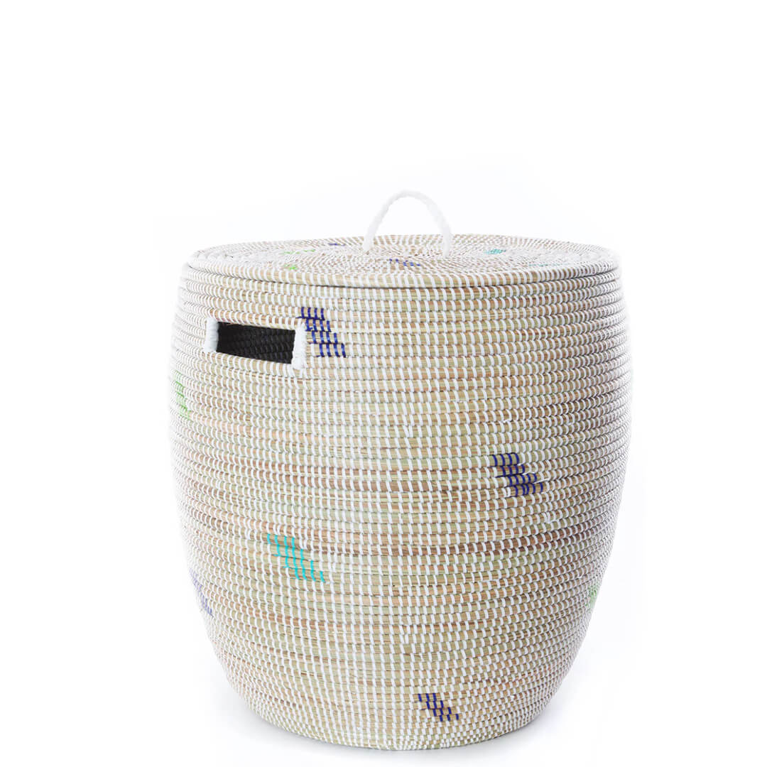 Senegalese Hamper White Blue And Green