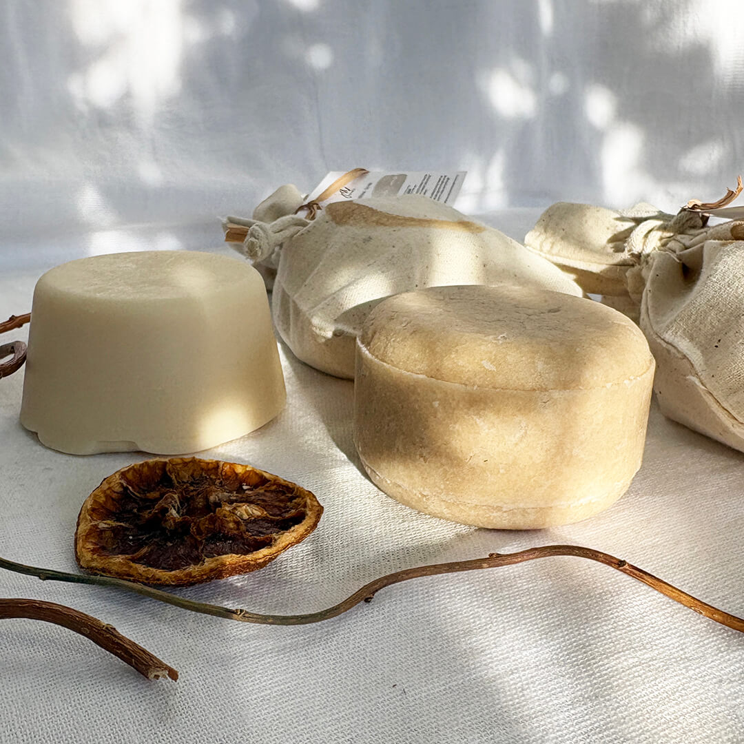 Solid shampoo bar with shea butter and flaxseed for dry damaged hair eco friendly hair care