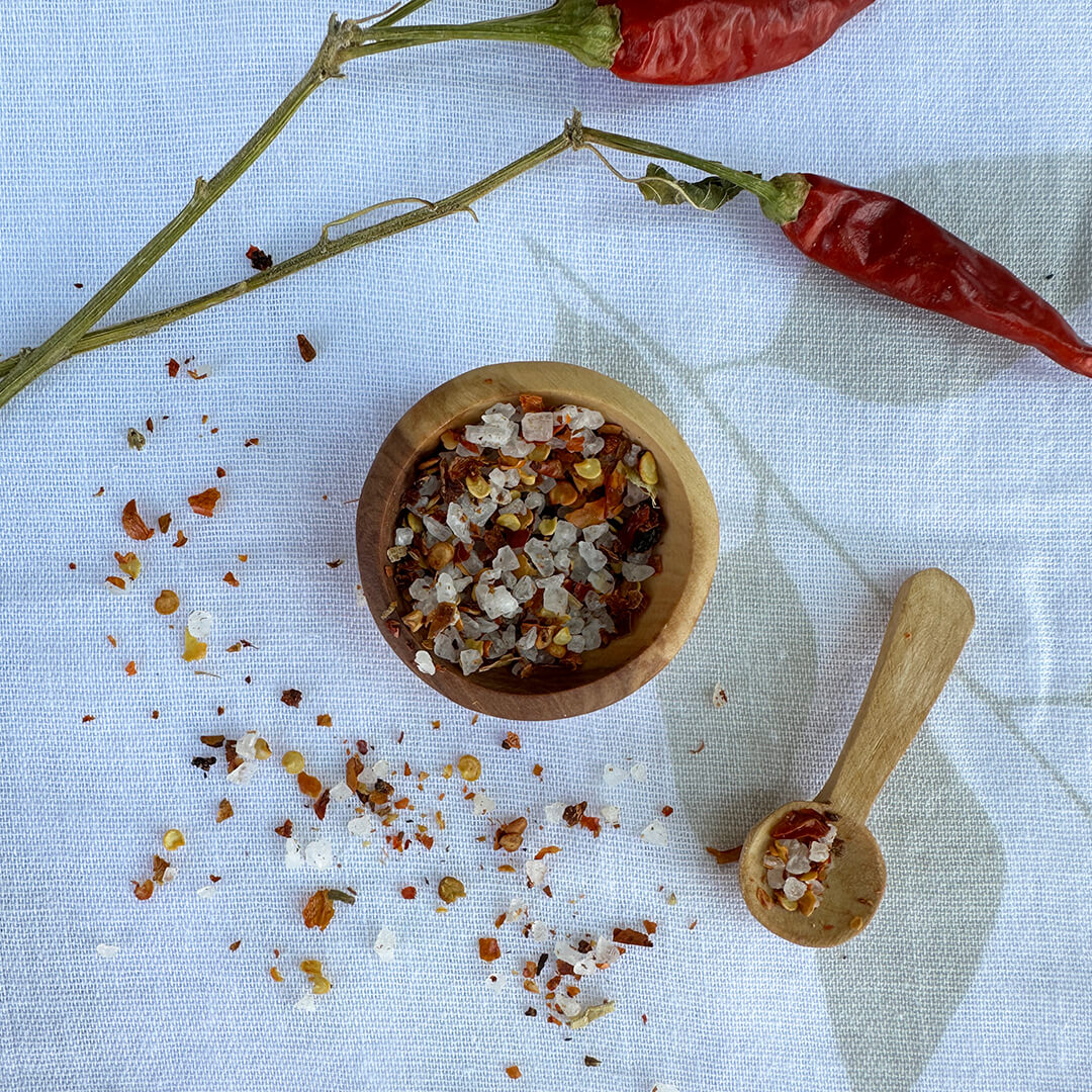 Olive Wood Salt Pinch Bowl With Spoon