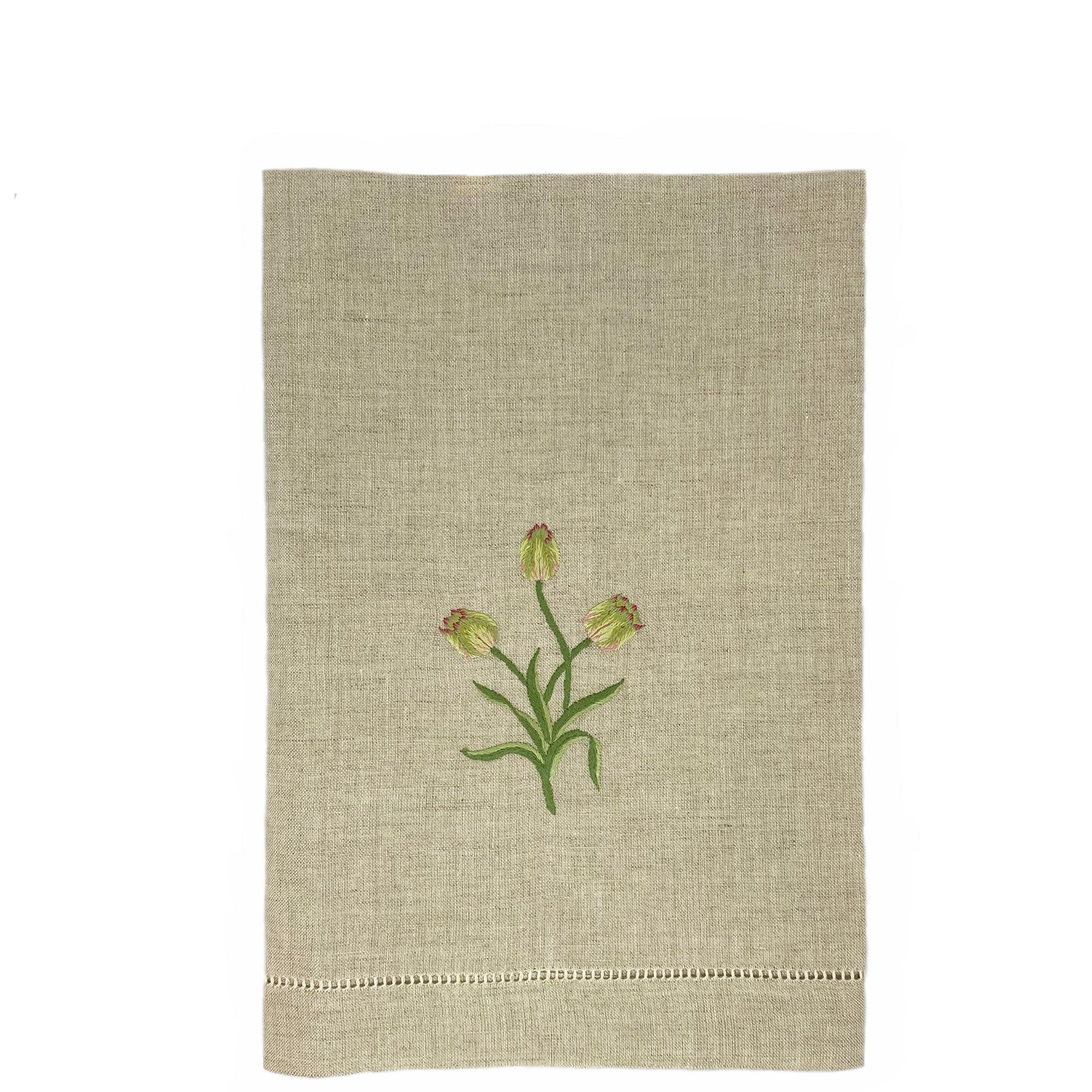 Pure Linen Guest Towel Tulips Natural