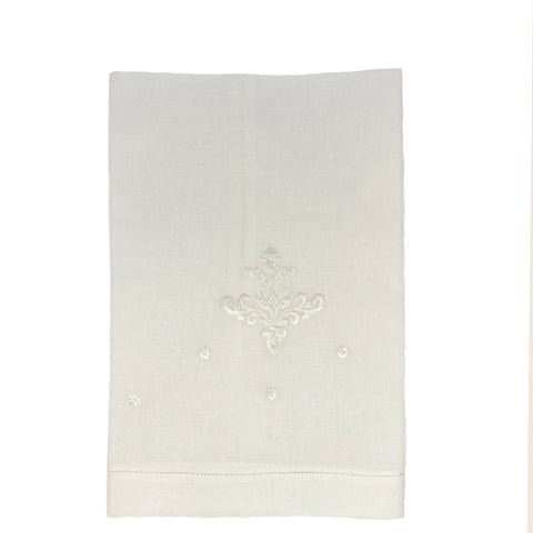 Pure Linen Guest Towel Ornament White