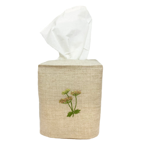 Linen Tissue Box Cover Meadow Flower Natural 