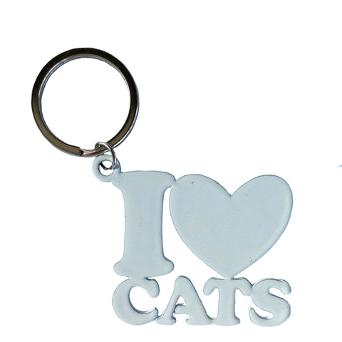 i love cats key ring white