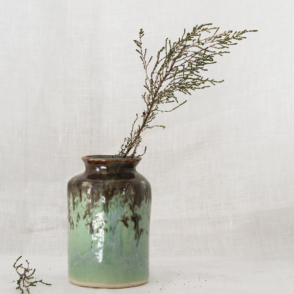 Ceramic Handmade Tall Reed Diffuser Pot Green