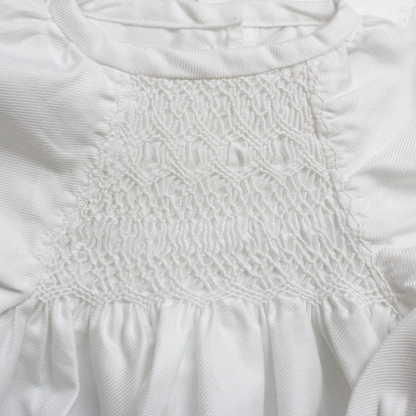 Smocked Baby Gown Pure White