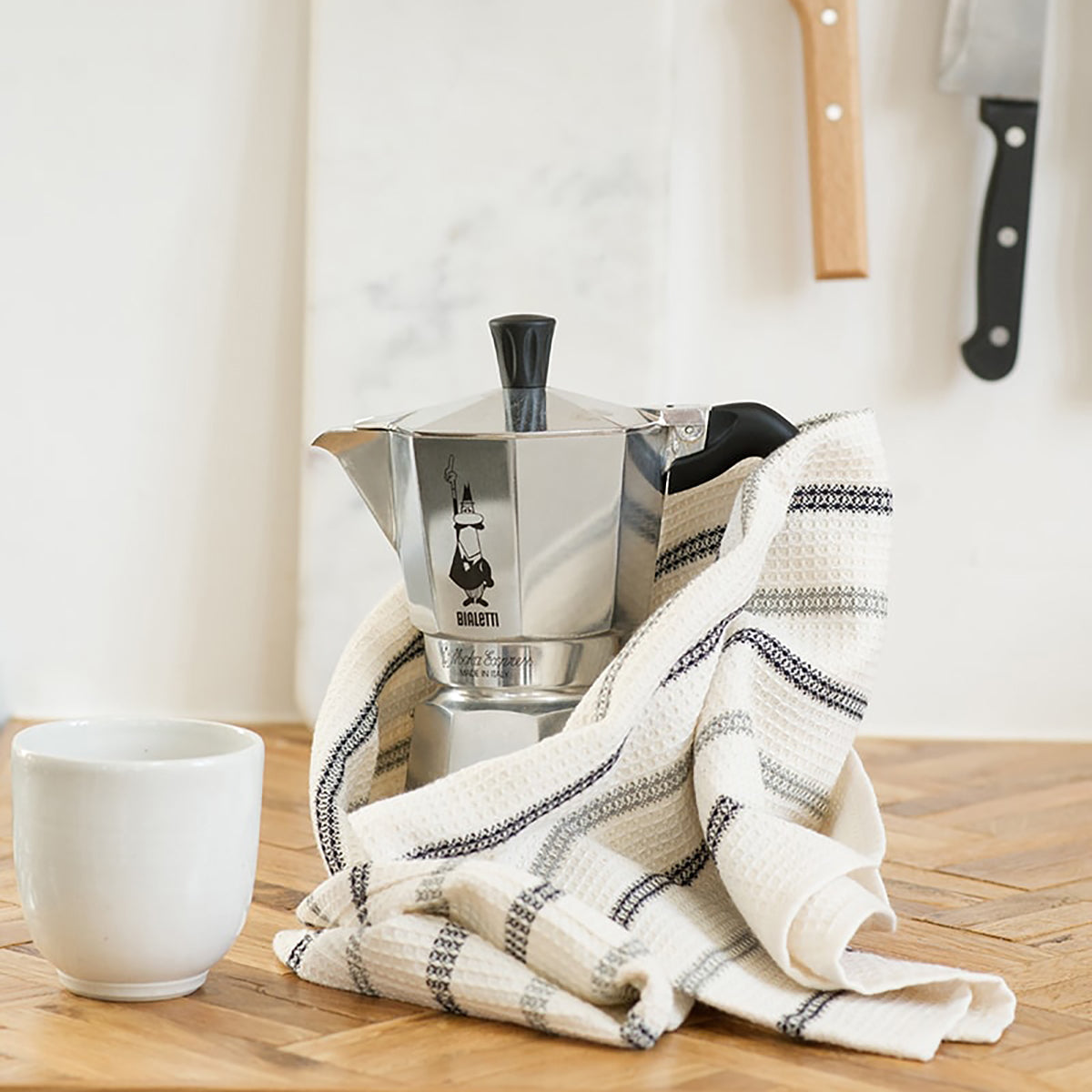 mungo honeycomb cotton tea towel - black and grey