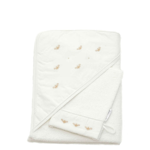 Baby Hooded Towel Baby Bees Beige