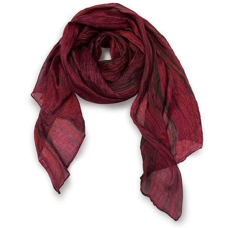 Deep Red Watercolor Silk Scarf