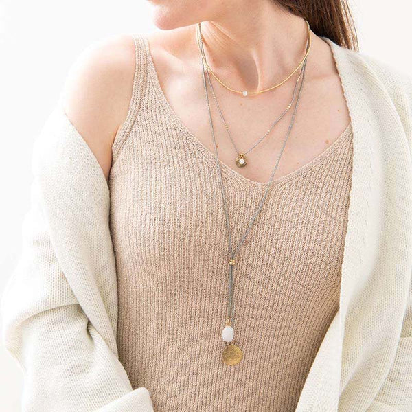 Fairy Moonstone Lotus Gold Necklace