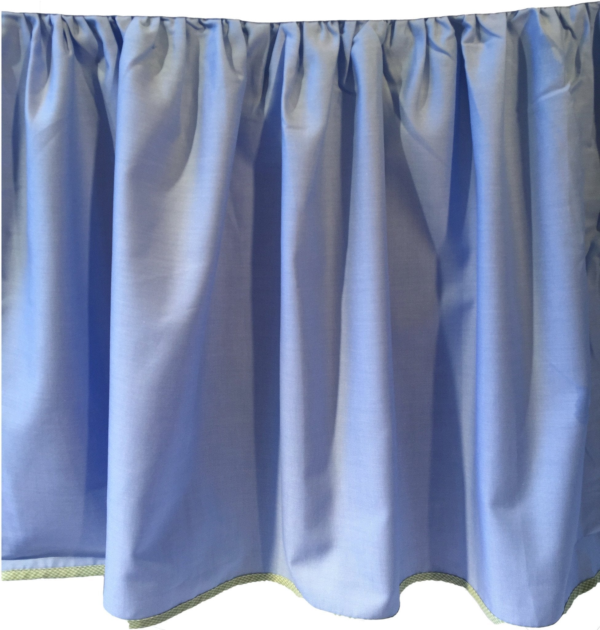 Crib Bed Skirt Blue Oxford With Green Trim