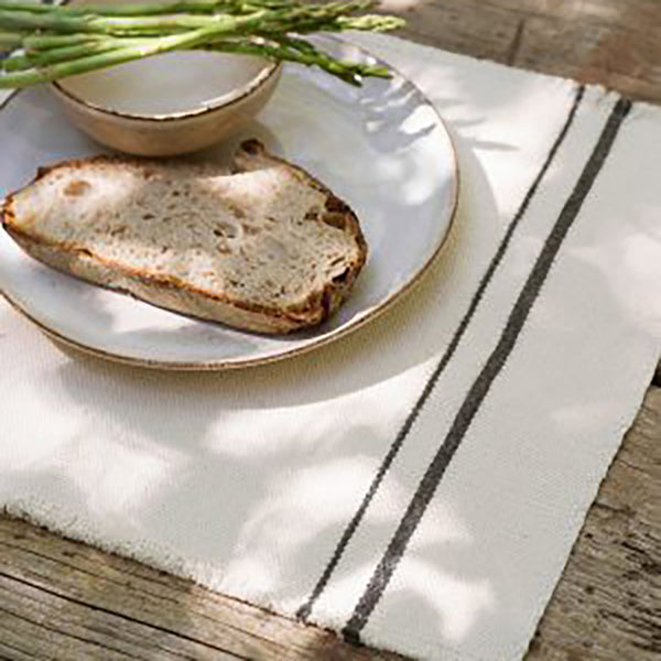 Handwoven Placemats with Charcoal Stripe
