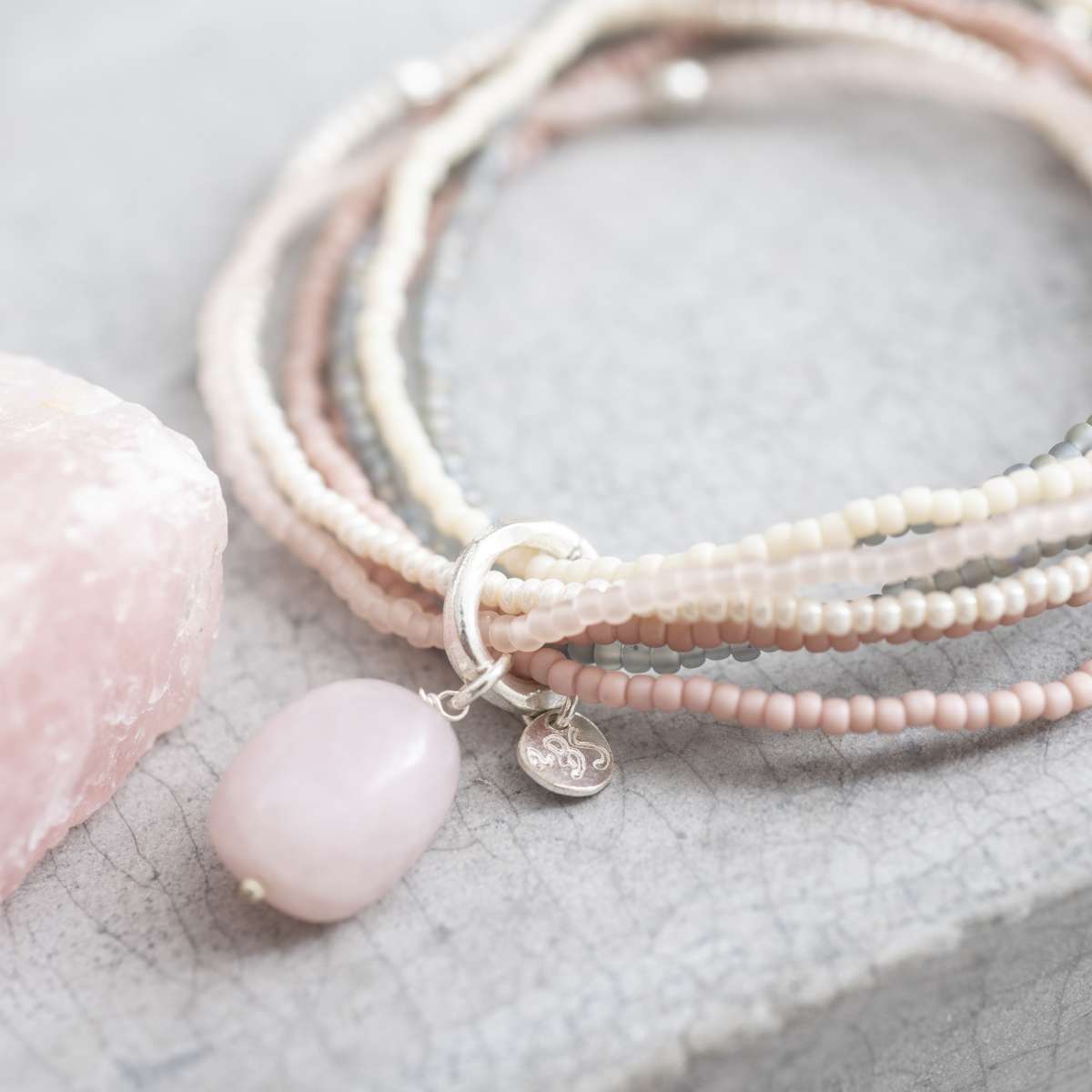 nirmala rose quartz gold bracelet