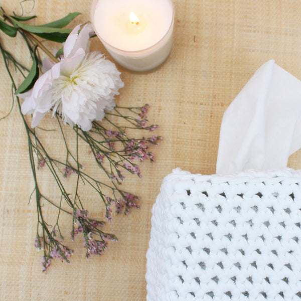 crochet  cotton tissue box cover - 100% cotton