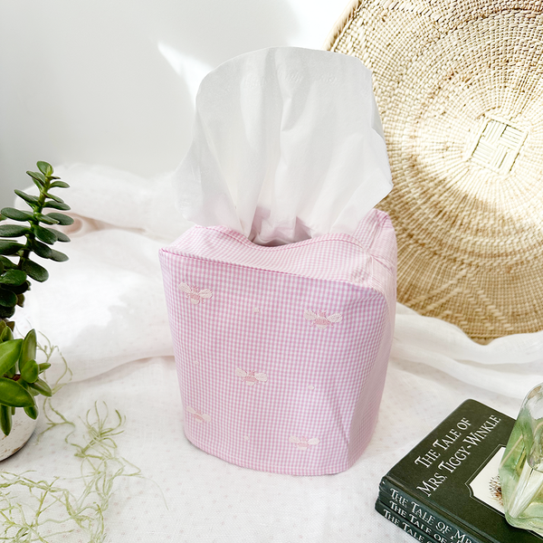 Gordonsbury Tissue Box Cover with Pink Bee