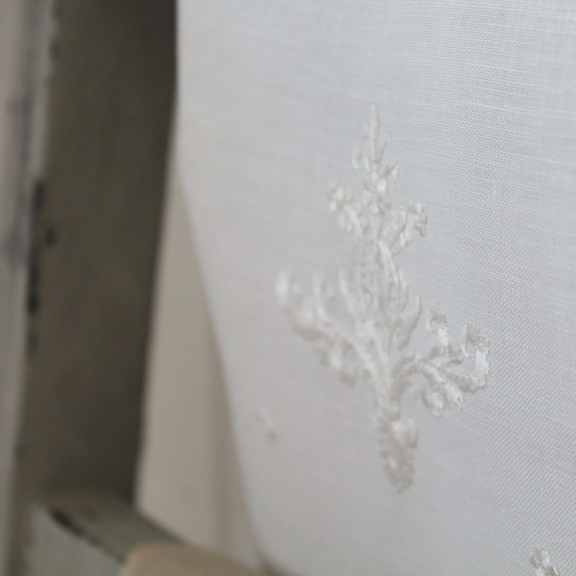 Hand Embroidered Linen Guest Towel  - Ornament on White