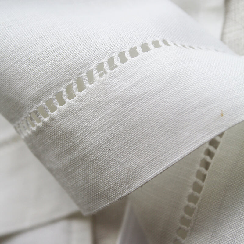 Hand Embroidered Linen Guest Towel  - Ornament on White
