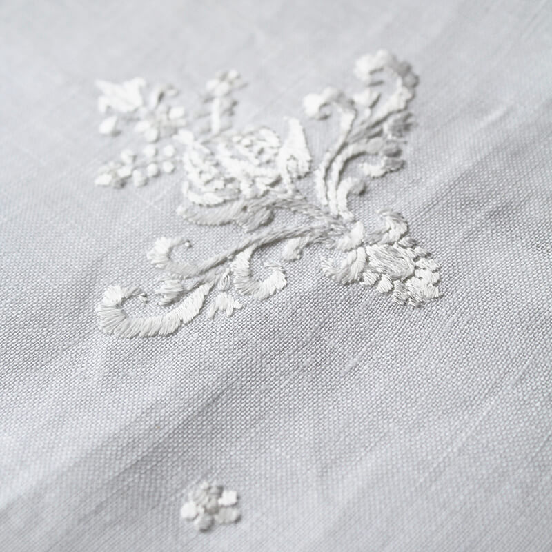 Hand Embroidered Linen Guest Towel  - Ornament on White