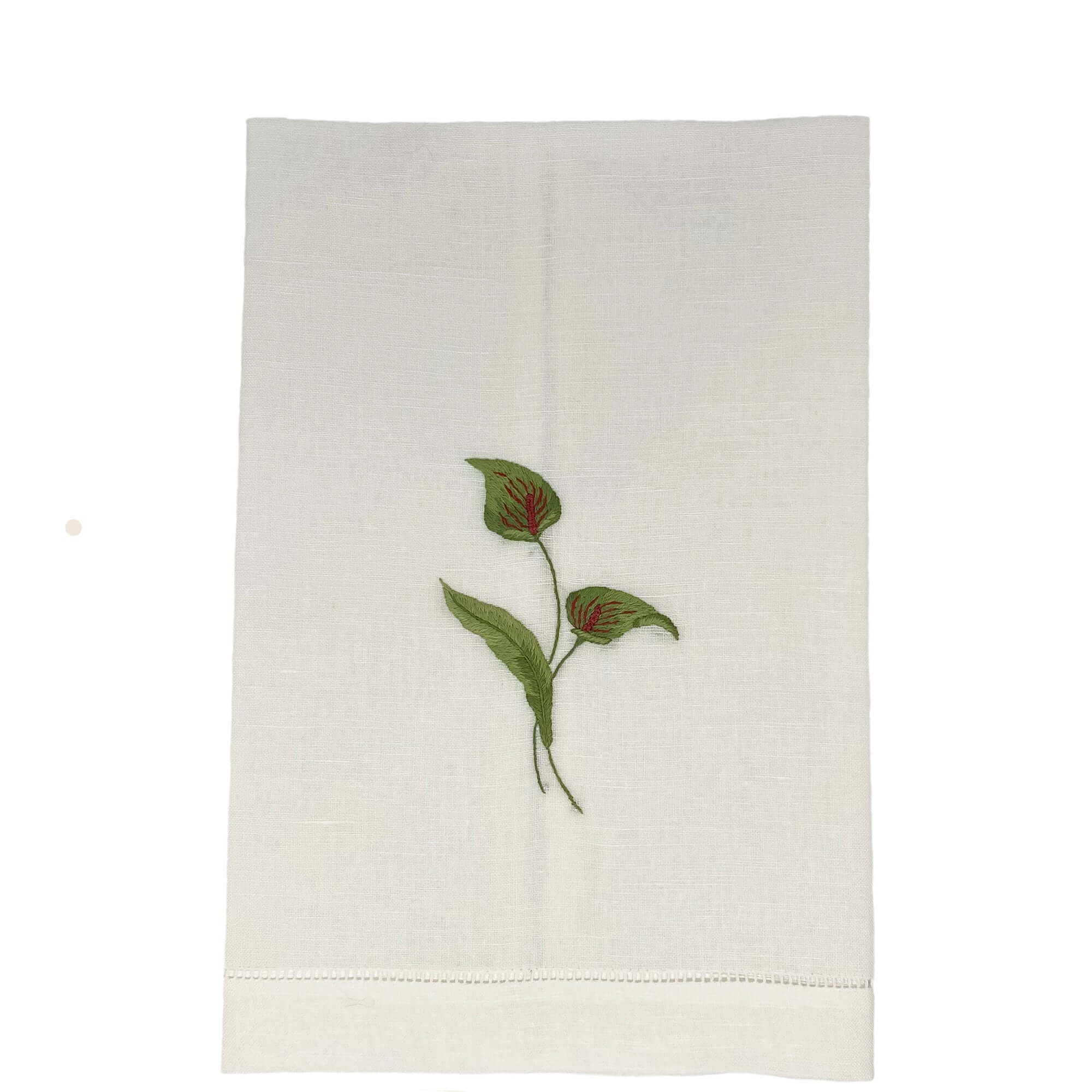Linen Guest Towel – Flamingo Flower on Natural
