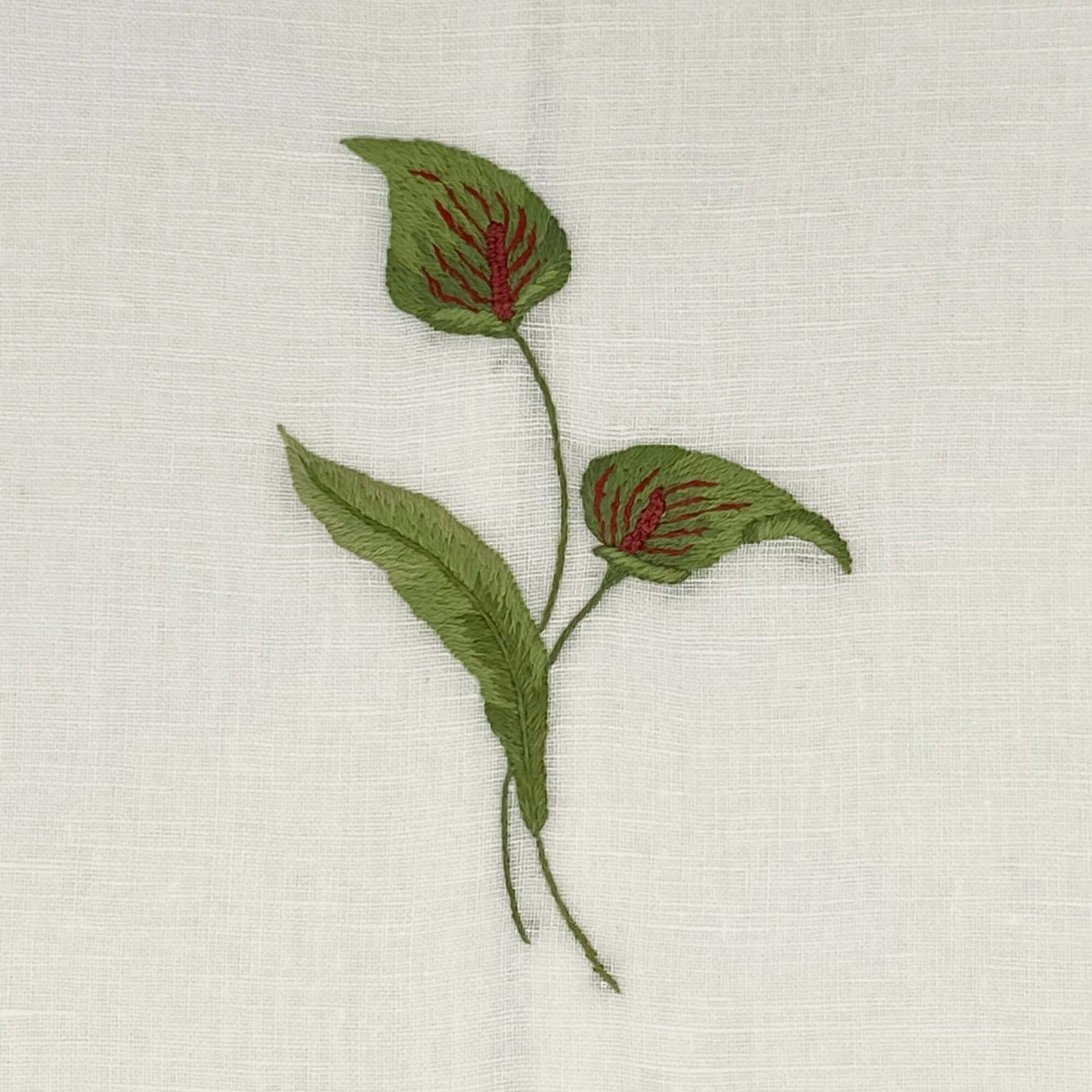 Linen Guest Towel – Flamingo Flower on Natural