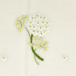 Hand Embroidered Linen Guest Towel – Hydrangea on White
