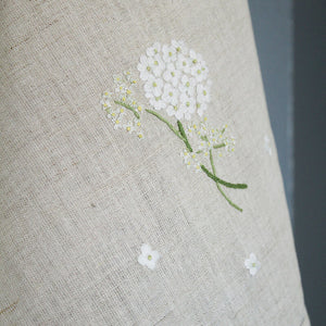 Hand Embroidered Linen Guest Towel – Hydrangea on White