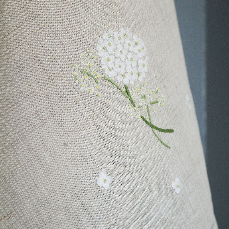 Hand Embroidered Linen Guest Towel – Hydrangea on White