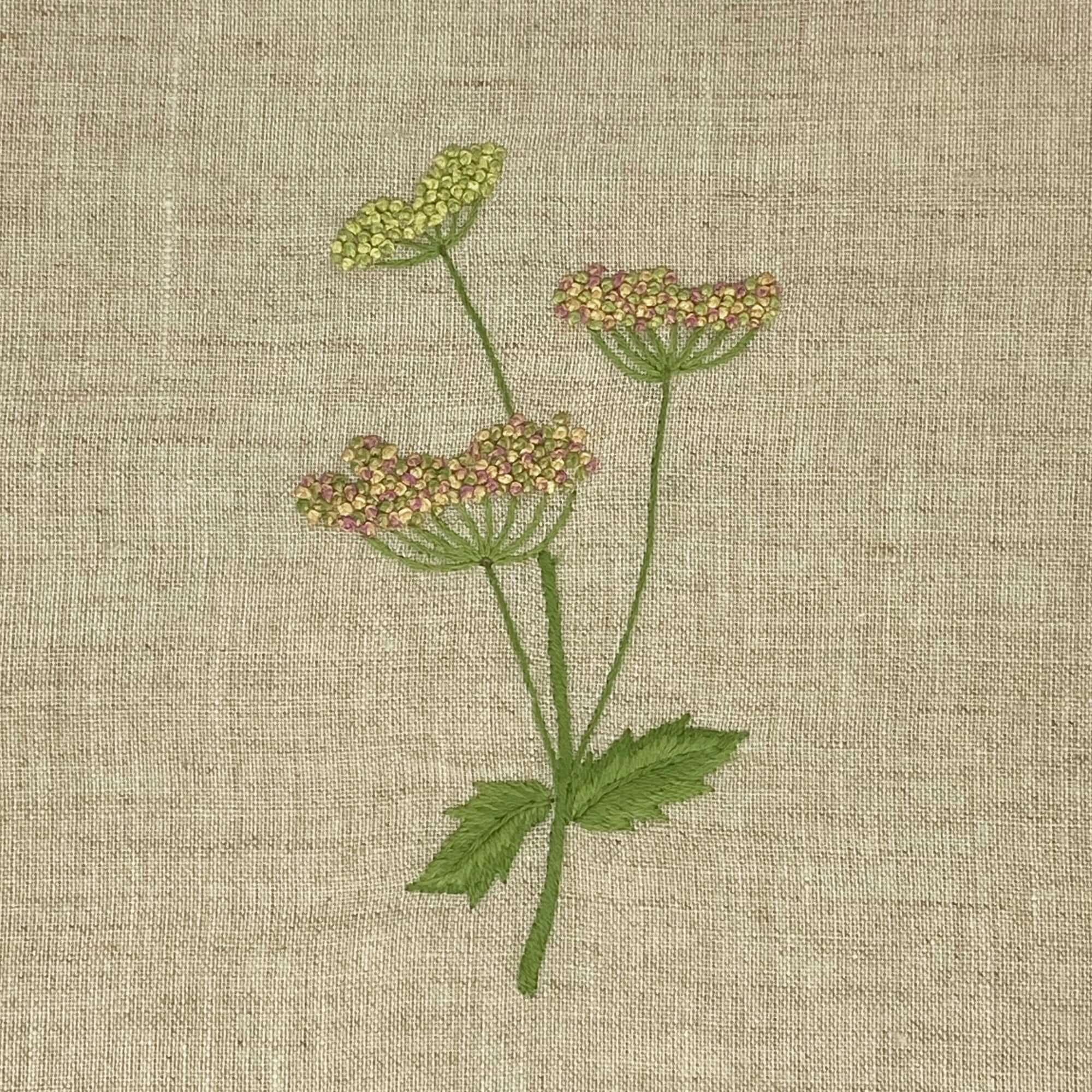 Hand Embroidered Linen Guest Towel – Meadow Flower on Natural