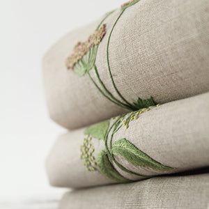 Hand Embroidered Linen Guest Towel – Meadow Flower on Natural