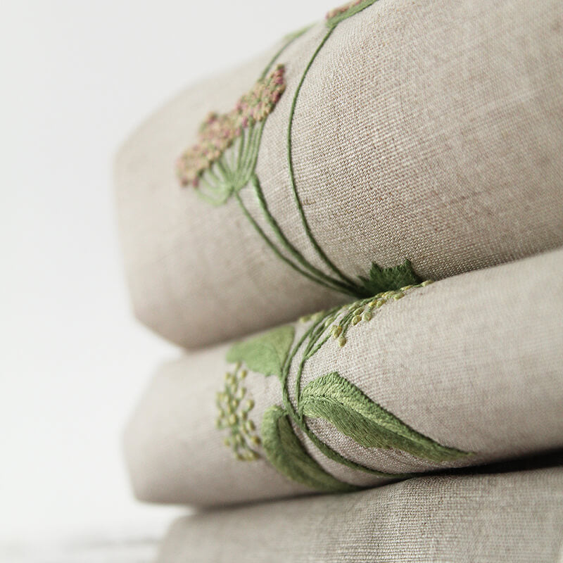 Hand Embroidered Linen Guest Towel – Meadow Flower on Natural