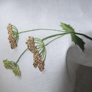 Hand Embroidered Linen Guest Towel – Meadow Flower on White