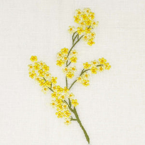 Hand Embroidered Linen Guest Towel – Mimosa on White