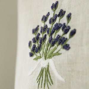 Hand Embroidered Linen Tissue Box Cover  - Lavender White