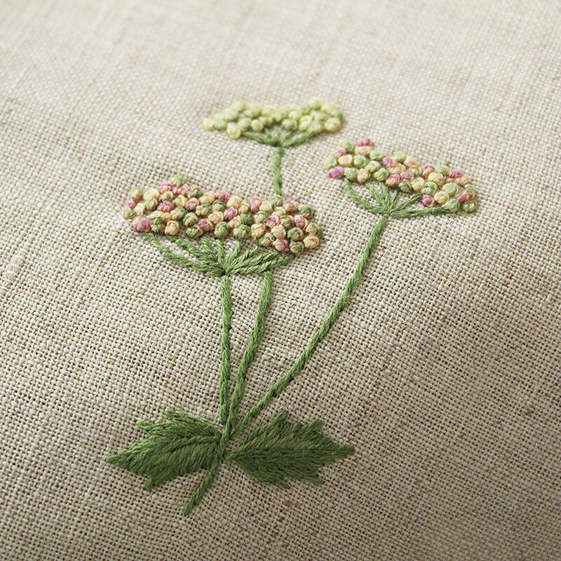 Hand Embroidered Linen Tissue Box Cover - Meadow Flower Natural