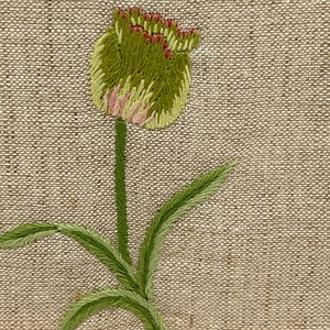 Hand Embroidered Linen Tissue Box Cover - Tulip Natural