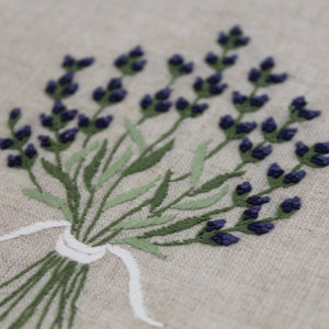Hand Embroidered Linen Guest Towel – Lavender on Natural