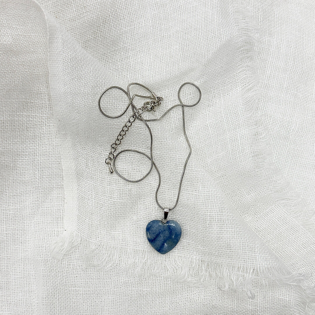 Heart-Shaped Blue Quartz Pendant Necklace | Calm & Clarity