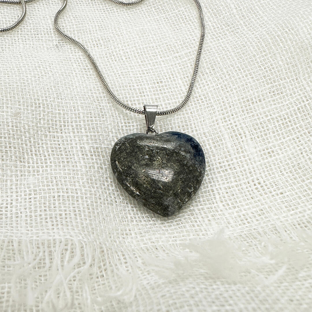 Heart-Shaped Larvikite Pendant Necklace | Grounding & Protection