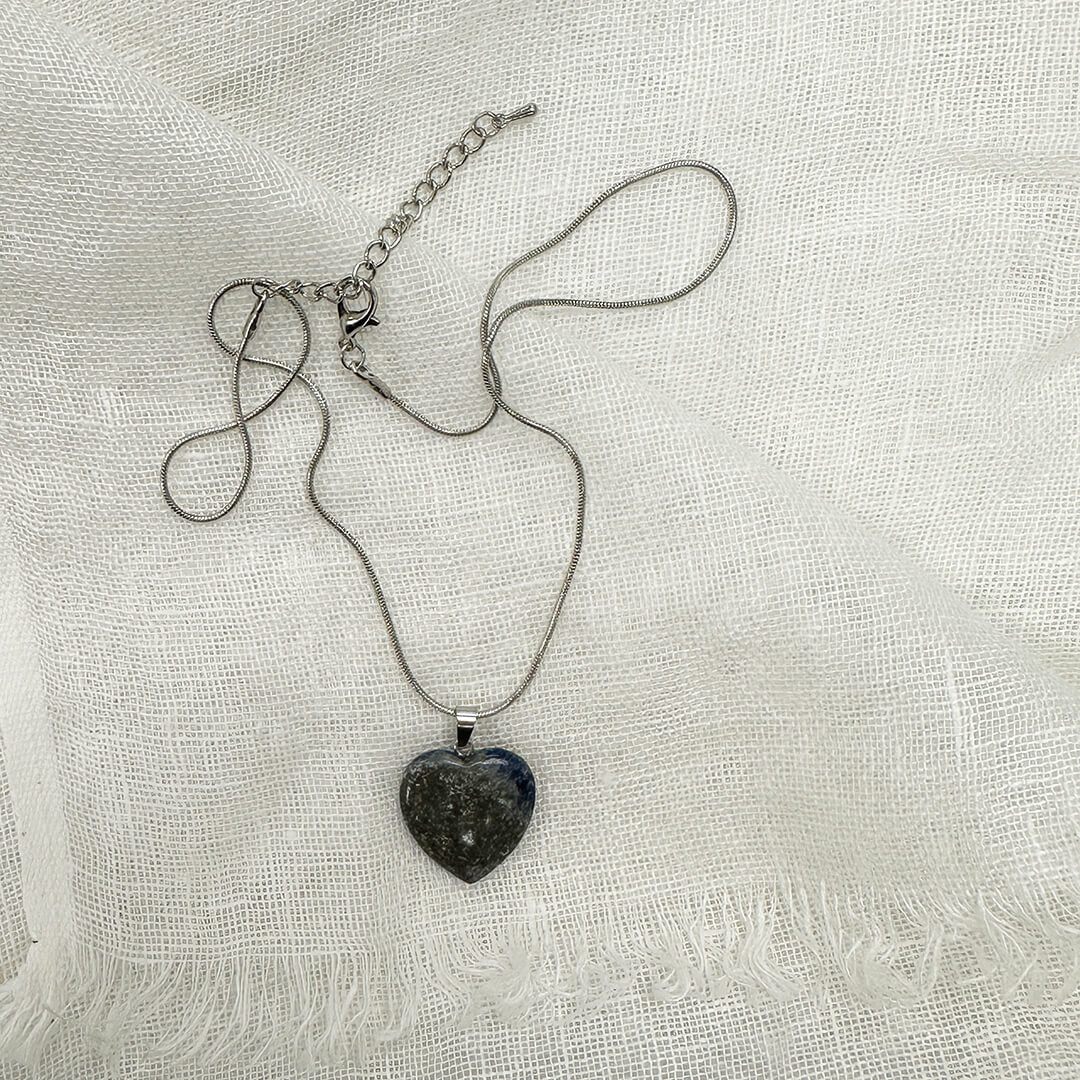 Heart-Shaped Larvikite Pendant Necklace | Grounding & Protection