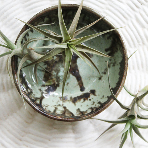 small handmade ceramic bowl - green