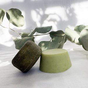 Solid shampoo bar for normal hair with rosemary and lavender essential oils plastic free hair care