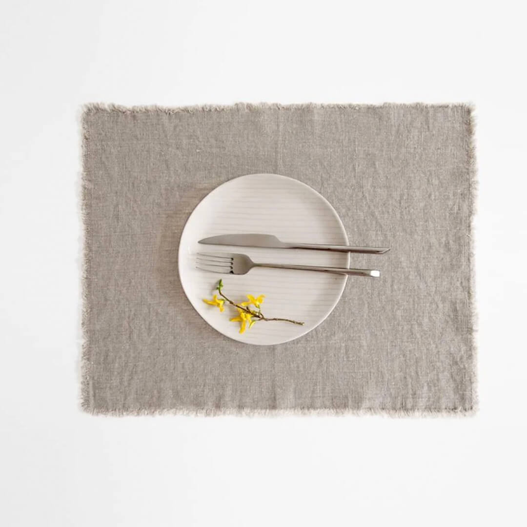 Linen Tales Natural Placemats with Fringe