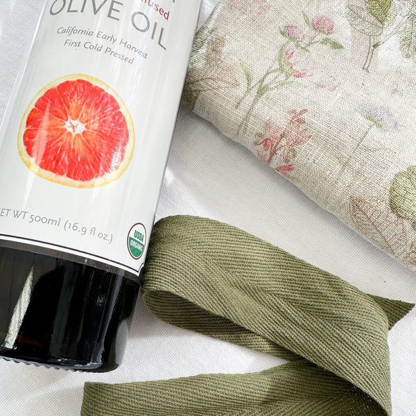 linen tales dish towel with arlotta olive oil