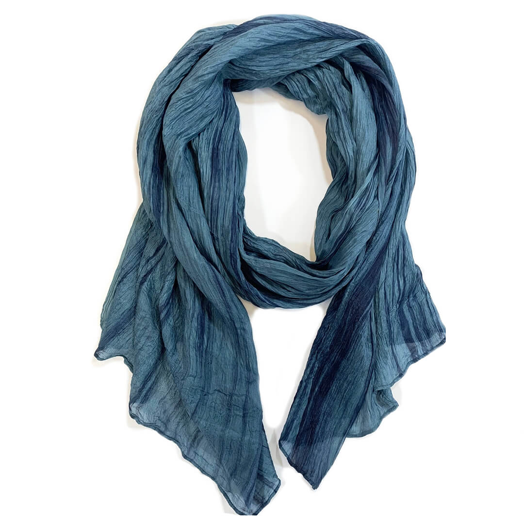 Lua Dark Denim Watercolor Silk Scarf