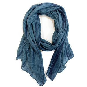 Lua Dark Denim Watercolor Silk Scarf