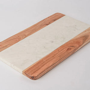 Luxury Marble & Acacia Wood Serving Board | Charcuterie & Cheese Board