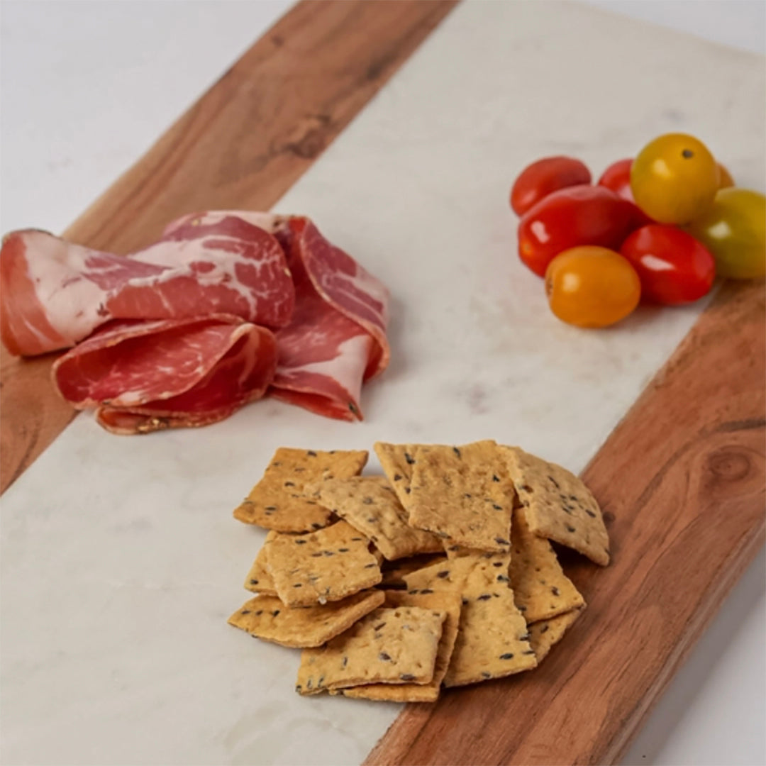 Luxury Marble & Acacia Wood Serving Board | Charcuterie & Cheese Board
